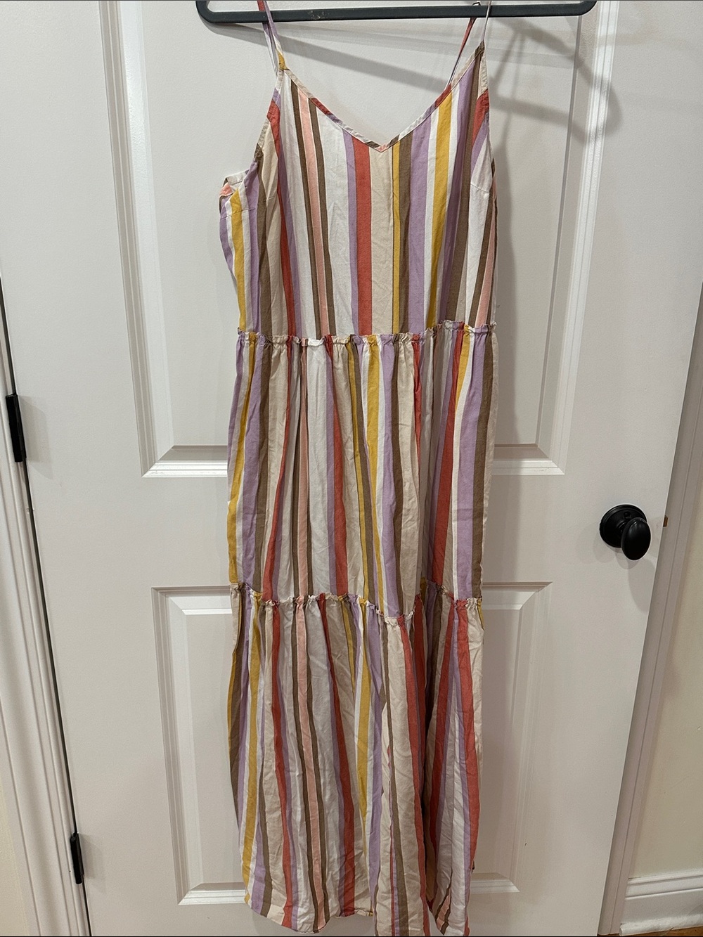 LOFT Multicolor Striped Spaghetti‑Strap Maxi Dress